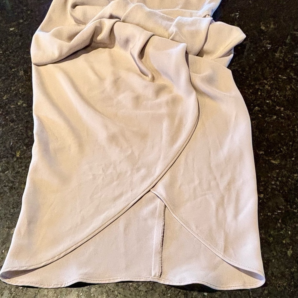 Shona Joy Core High Neck Tulip Ruched Dress in Oyster Size 6 - Picture 9 of 14
